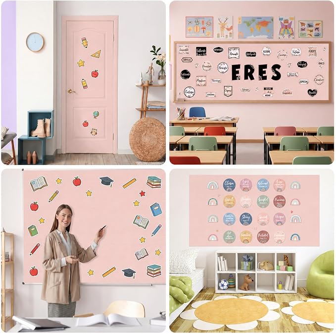4 Rolls Blush Bulletin Board Paper Roll Non-Woven Bulletin Board Background - Image 6
