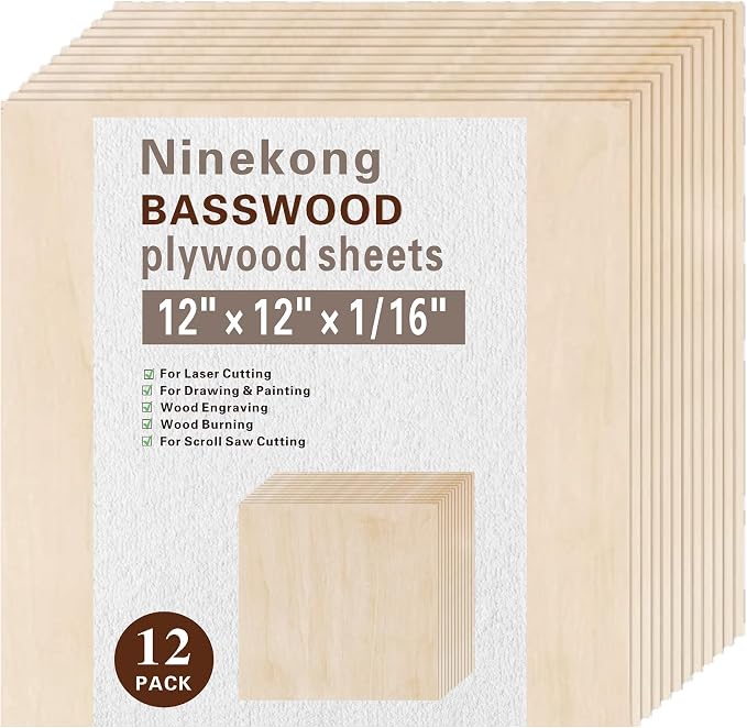 12 Pack Basswood Sheets 1/16 inch, 1.5mm Basswood by Unknown