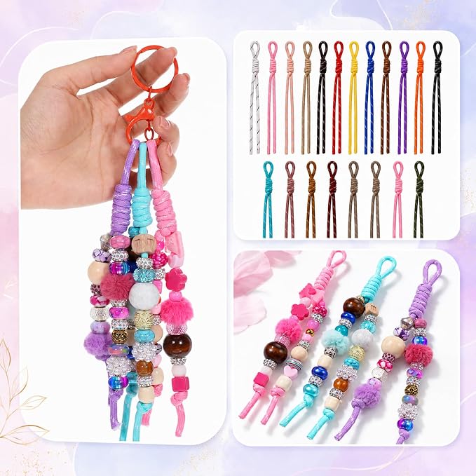 20 PCS Rope Keychain Paracord for Keychain Making Paracord Keychains Kit | - Image 3