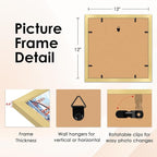 FIXSMITH 12x12 Picture Frame Gold Set of 2, Photo Frame - Image 3