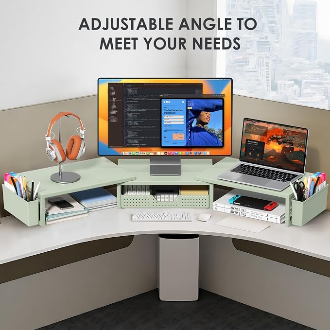 OPNICE Desk Organizers and Accessories, Dual Monitor Stand Riser - Image 5