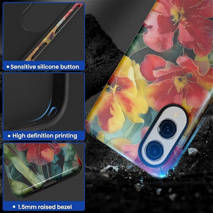 Case for Samsung Galaxy S25 Edge Case, Vintage Floral Girly Design Hybrid Dual - Image 4