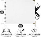Bstorify Square Scrapbook Photo Albums 50 Pages White Thick Paper, Metal Corners - Image 2