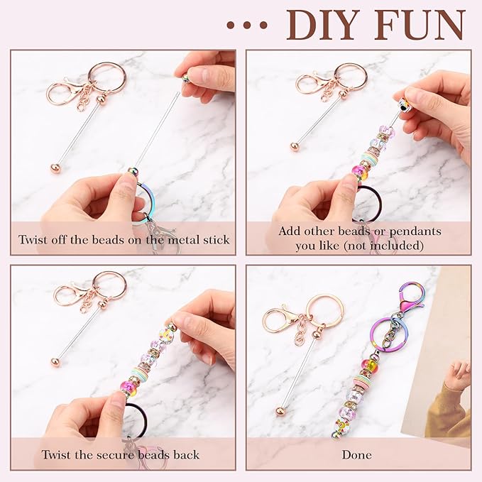 Tondiamo 24 Pcs Beadable Keychain Bars Bulk Beads - Image 5