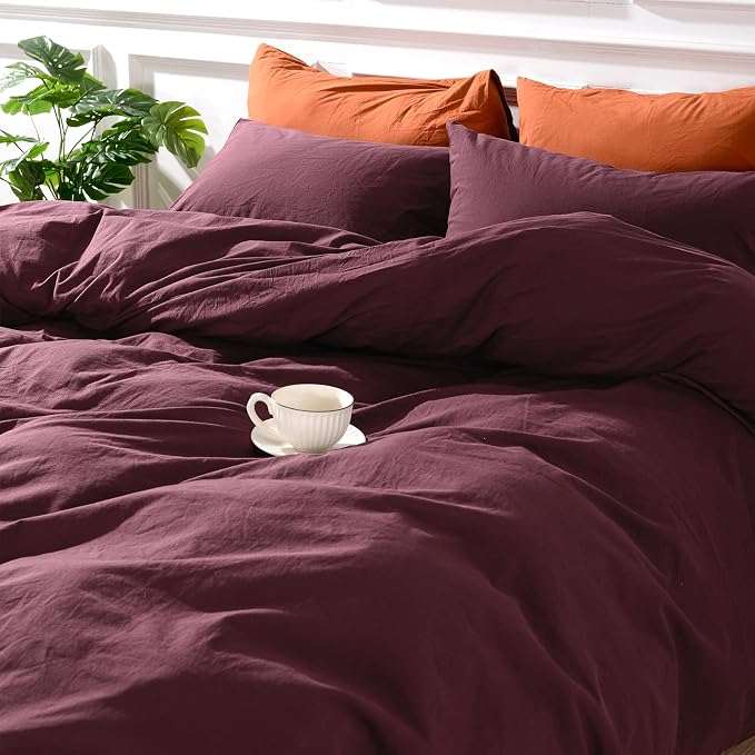 NEXHOME PRO Duvet Cover Set 100% Washed Cotton Oversized Queen 98"x98" - Image 9