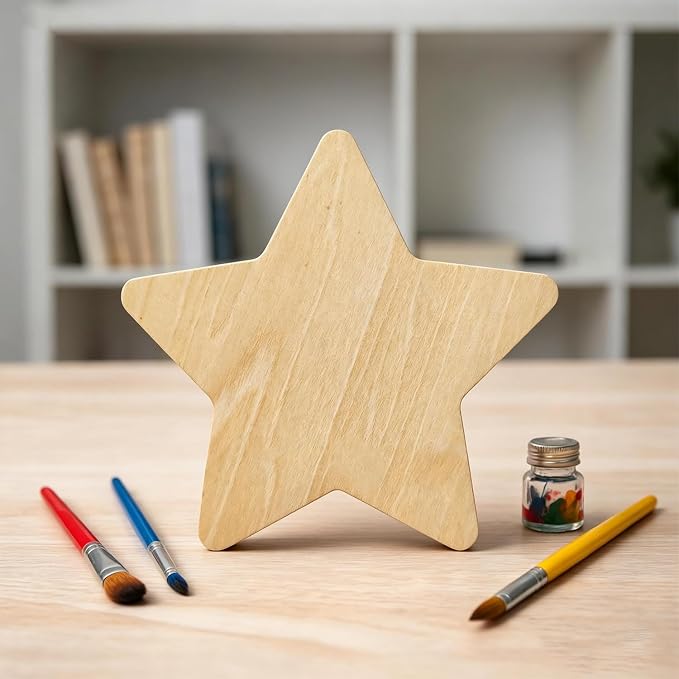 50PCS Wooden Star, Made of Basswood, 4 Inch Unprocessed Wood Pieces, Natural - Image 7
