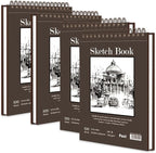 9 x 12 inches Sketch Book, Top Spiral Bound Sketch Pad, 4 Pack 100 Sheets Each by SketchBook