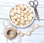 20mm Unfinished Wooden Beads, 20 Geometric and 50 Round Polygon Wood Beads - Image 3