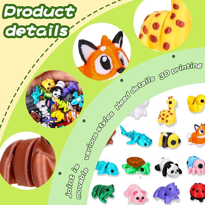 ywevyezc 52 Pcs 3D Printed Animals Set, Flexible Articulated Mini Sea Animal - Image 3