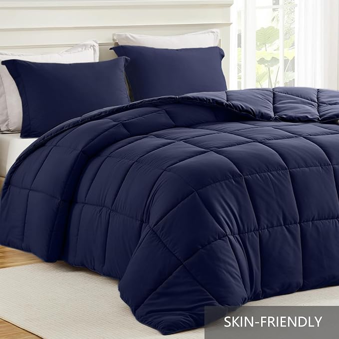 Homelike Moment King Size Comforter Set Navy Blue, Lightweight Comforter Sets - Image 2