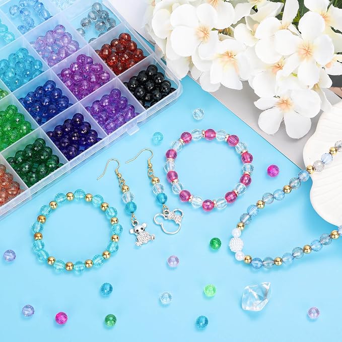 Paxcoo 700 Pcs Crystal Acrylic Beads Faceted Bicone Gem Beads - Image 7