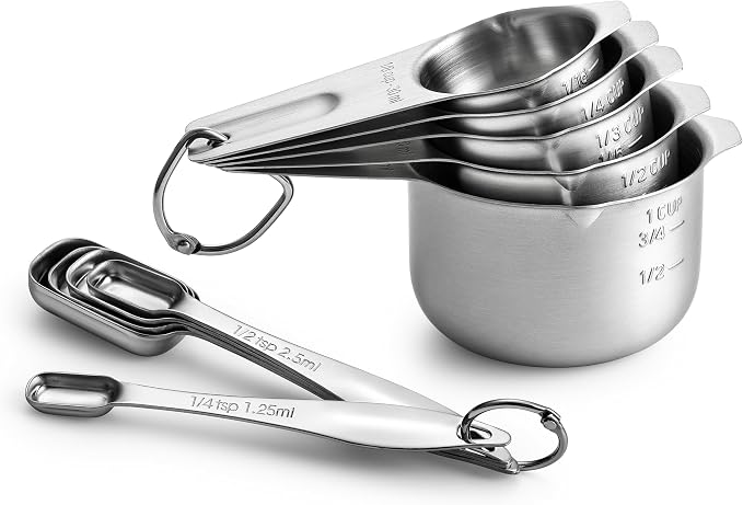 Spring Chef Stainless Steel Measuring Cups and Spoons Set of 10 w/Leveler | by SpringChef