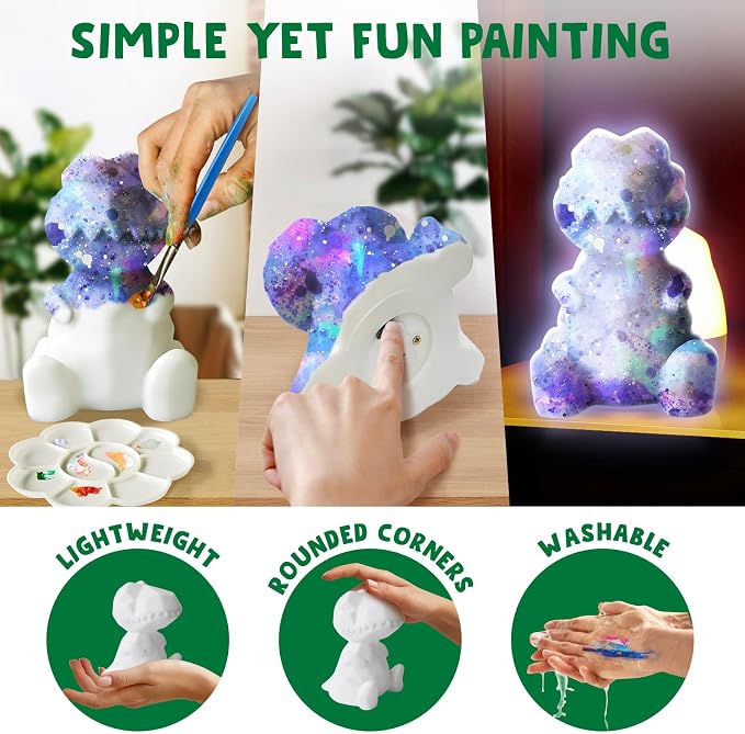 Goody King Paint Your Own Dinosaur Lamp Kit, DIY Night Light, Arts & Crafts - Image 4