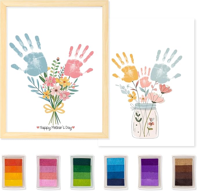 CLUSIVC Mother’s Day Handprint Flower Craft Kit – DIY Flower Bouquet Gift by CLUSIVC