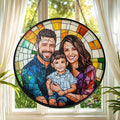 Personalized Family Stained Glass Sun Catcher, Customized Stained Glass Window by Godmerch