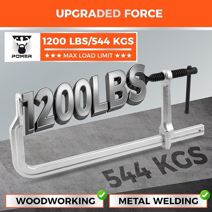 HORUSDY 4PCS Heavy-Duty Bar Clamps, 12-Inch F Bar Clamps - Image 3