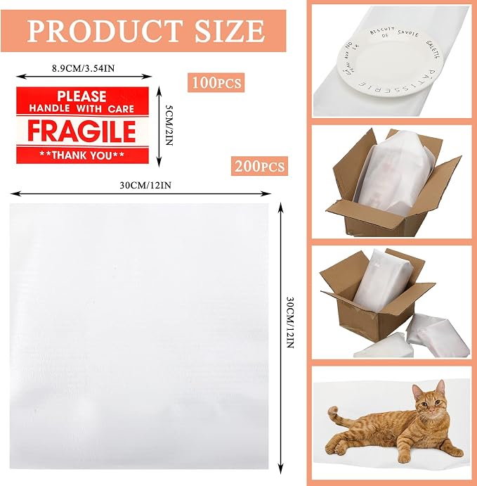 200 Pack 12 x 12 Inches Foam Sheets Cushioning Foam Sheets - Image 2
