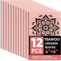 TEAWOO 12Pcs Linoleum Blocks for Printmaking – 4"x6" Premium Rubber Stamps by TEAWOO