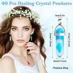 ROADPLUM 40Pcs Healing Crystal Pendants, Glow in the Dark Gemstone Charm - Image 3