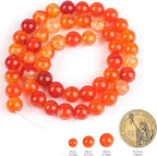 60pcs Smooth Natural Orange Agate Beads，6mm Dragon Vein Gemstone Round Loose - Image 2