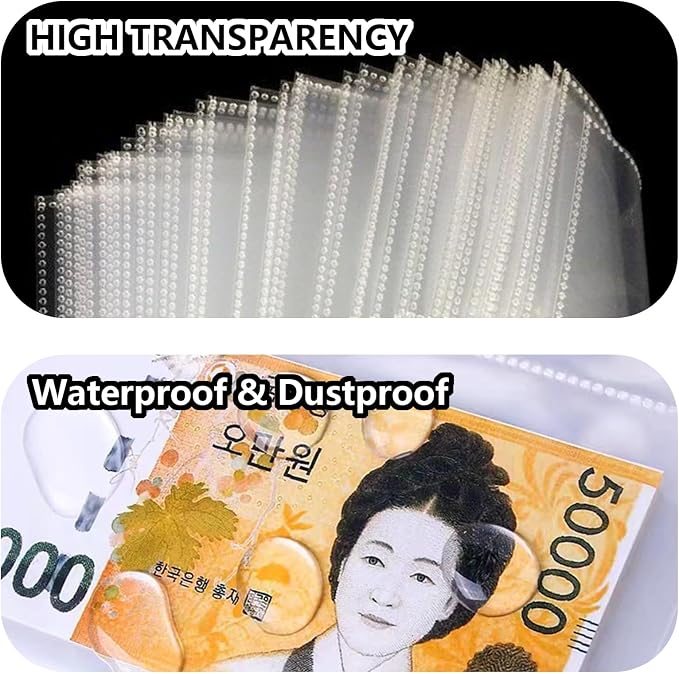 MUQING 60 Pockets Dollar Bill Holder Pages, 20 Sheets Currency Paper Money - Image 5