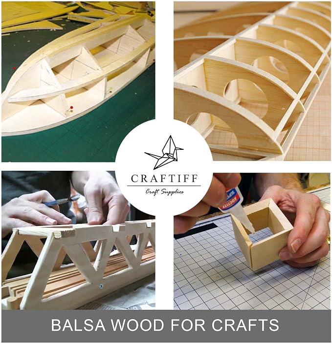 Balsa Wood Sheets 1/2" Inch Thick 12" x 4" Unfinished Wooden Board by Craftiff - Image 5