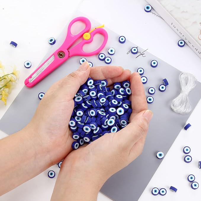 100pcs Evil Eye Polymer Clay 10mm Spacer Beads - Image 4