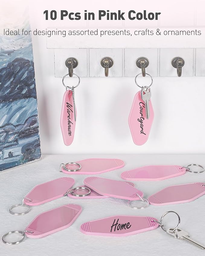 Uniclife 10 Pcs Blank Hotel Keychain Tags, Vintage Motel Keychain - Image 2