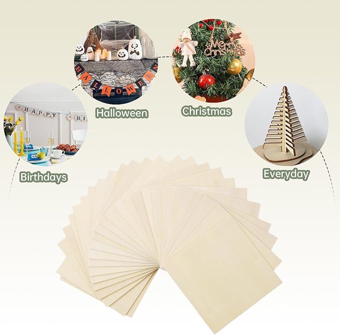 6 Pack Plywood Sheets, 8.66" x 8.66"x 1/16" Basswood Sheets | 1.5mm Basswood - Image 6