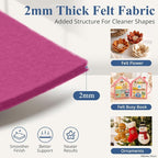 12" x 12" Felt Sheets for Crafts, 2mm Stiff Felt Fabric, Fuchsia | 2mm Thick - Image 2