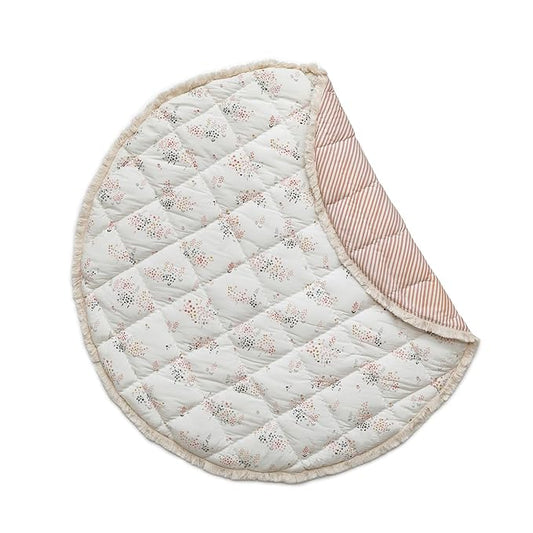 Pehr Baby Play Mat, Flower Patch | Ultra-Soft Quilted 100% Cotton Exterior with Plush Polyester Fiberfill | 40” Diameter