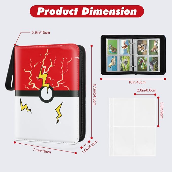 Trading Card Binder, 4 Pockets 400 Cards Holder Collector Album - Image 4
