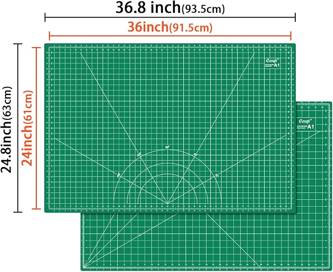 Ecraft 24"x36" Self-Healing Sewing Mat: Large Double Sided Green 5-Ply Hobby Mat - Image 2