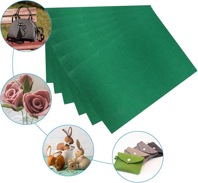 6 Pcs 8 x 12 Inch Green Felt Sheets, 2mm Thick | Felt Fabric - Image 4