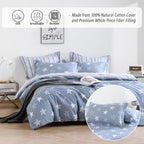 LEMIROE Blue Cotton Comforter Queen Size 3Pcs - Image 2