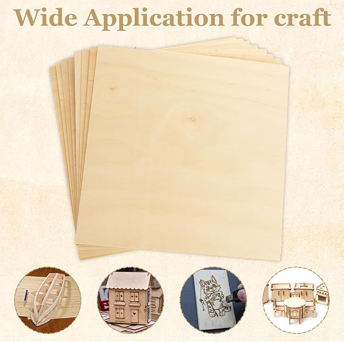 24 Pack 12 x 12 x 1/16 Inch Baltic Birch Plywood 1.5mm Wood Sheet, Baltic Birch - Image 7
