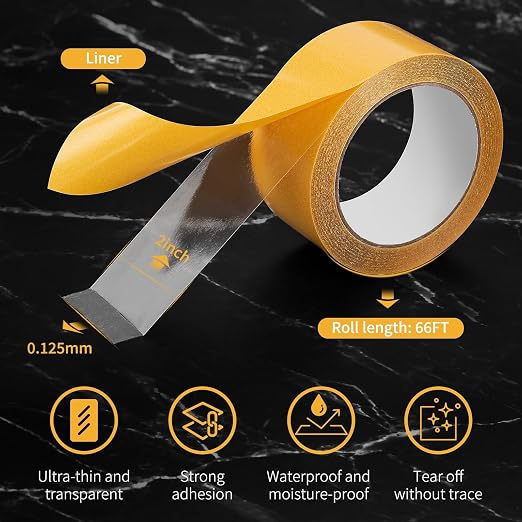 Ultra-Thin Clear Double Sided Tape Heavy Duty 2Inch X 66Feet Two Sides Strong - Image 2