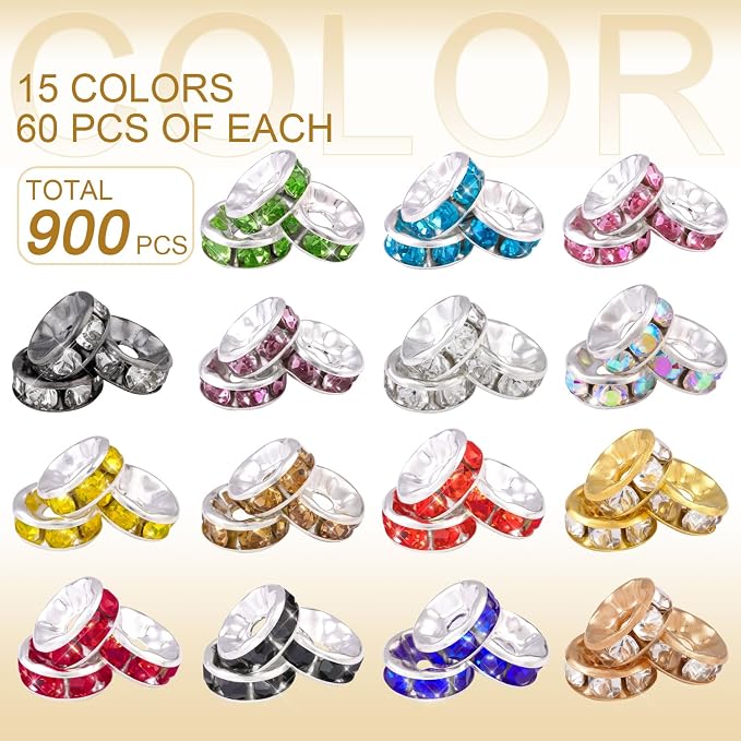 TINKRSTUFF 900 pcs 8mm Spacer Beads - Image 2