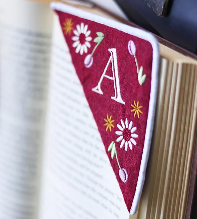 Personalized Embroidered Corner Mark, 4 Pack, Finished Initial Felt Bookmark - Image 7