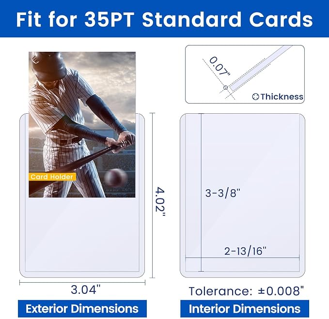 1000 Card Sleeves Hard Plastic, Sooez Premium 35PT 3"X4" Baseball Card - Image 2