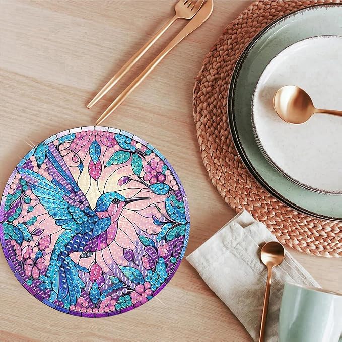 ijbnhd 8 Pcs Hummingbird Diamond Painting Coasters Kits - Image 6