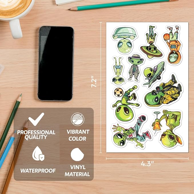 Funny Alien Lifestyle Stickers Pack 50Pcs Cool Vinyl Decals - Image 3