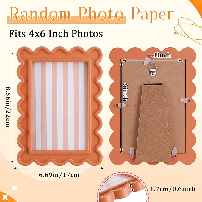 AceOrbit 4x6 Inches Orange Flower Wavy Scalloped Picture Frame Cute Wavy Edge - Image 2