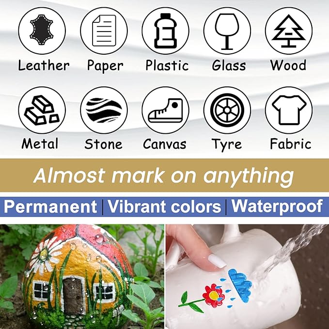 Overseas 3 Pack Red Acrylic Paint Pens Paint Markers Medium Tip | Waterproof - Image 6