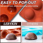 Lerykin 2 Pack Large 6-Cavity Semi Sphere Silicone Molds, Non-Stick Baking Mold - Image 4