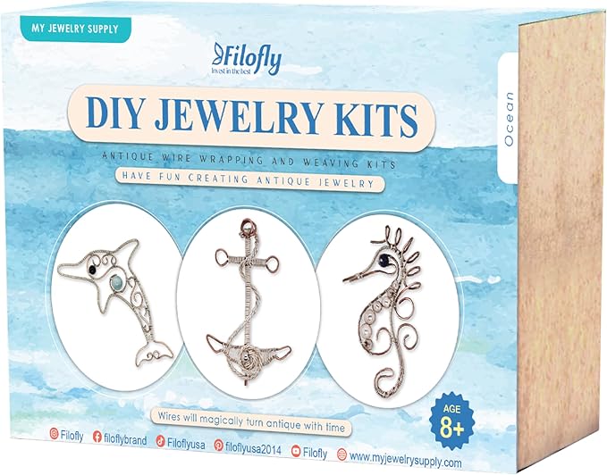 Filofly DIY Jewelry Kit 004, Ocean Make Your Own Wire Wrapping and Weaving by FILOFLY