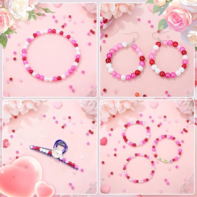 DUQGUHO 8mm Valentines Beads for Jewelry Making, Valentines Day Plastic Pearls - Image 7