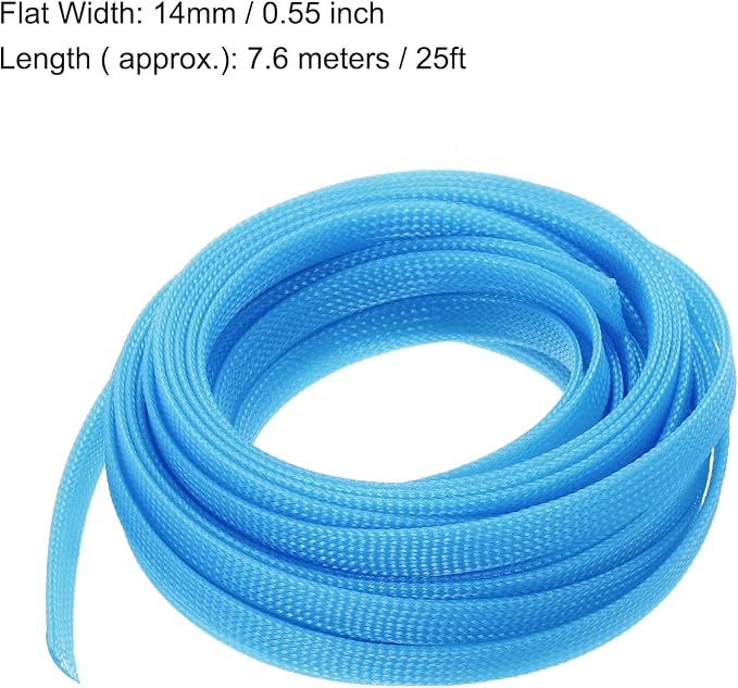 uxcell PET Expandable Sleeving 25ft 3/8" Sky Blue Cable Management Sleeve Cord - Image 3