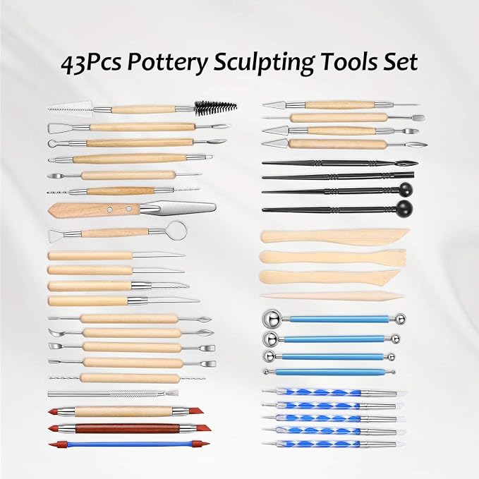 ISSEVE Pottery Clay Sculpting Tools 43Pcs Double Sided Ceramic Clay Carving - Image 3