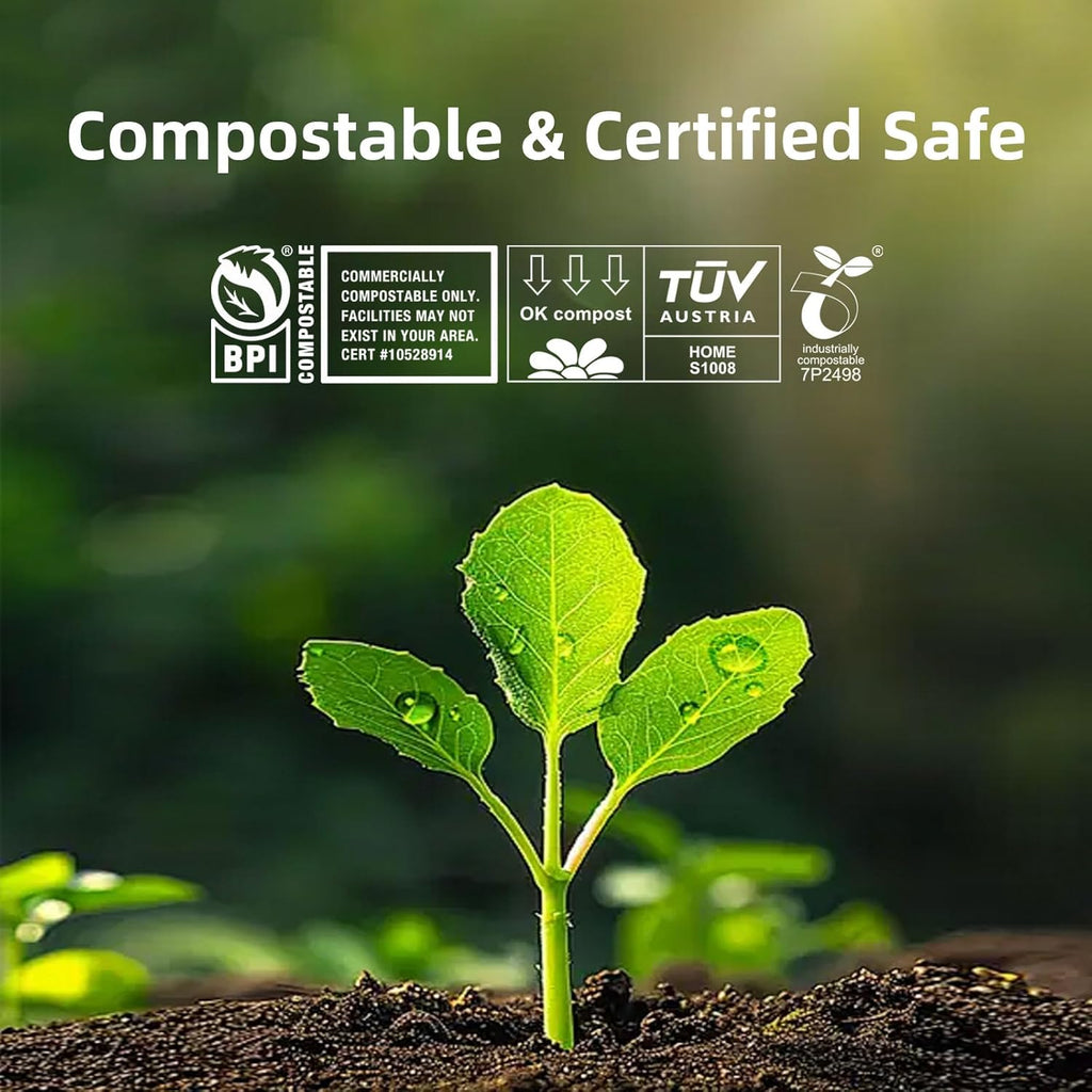 Compostable Trash Bags 3 Gallon, Extra Thick 0.8 Mils, 100 Count, ASTM D6400, BPI, OK Compost Home Certified, Small Kitchen Compost Bags,Green Bin Liners for Food Waste and Composting